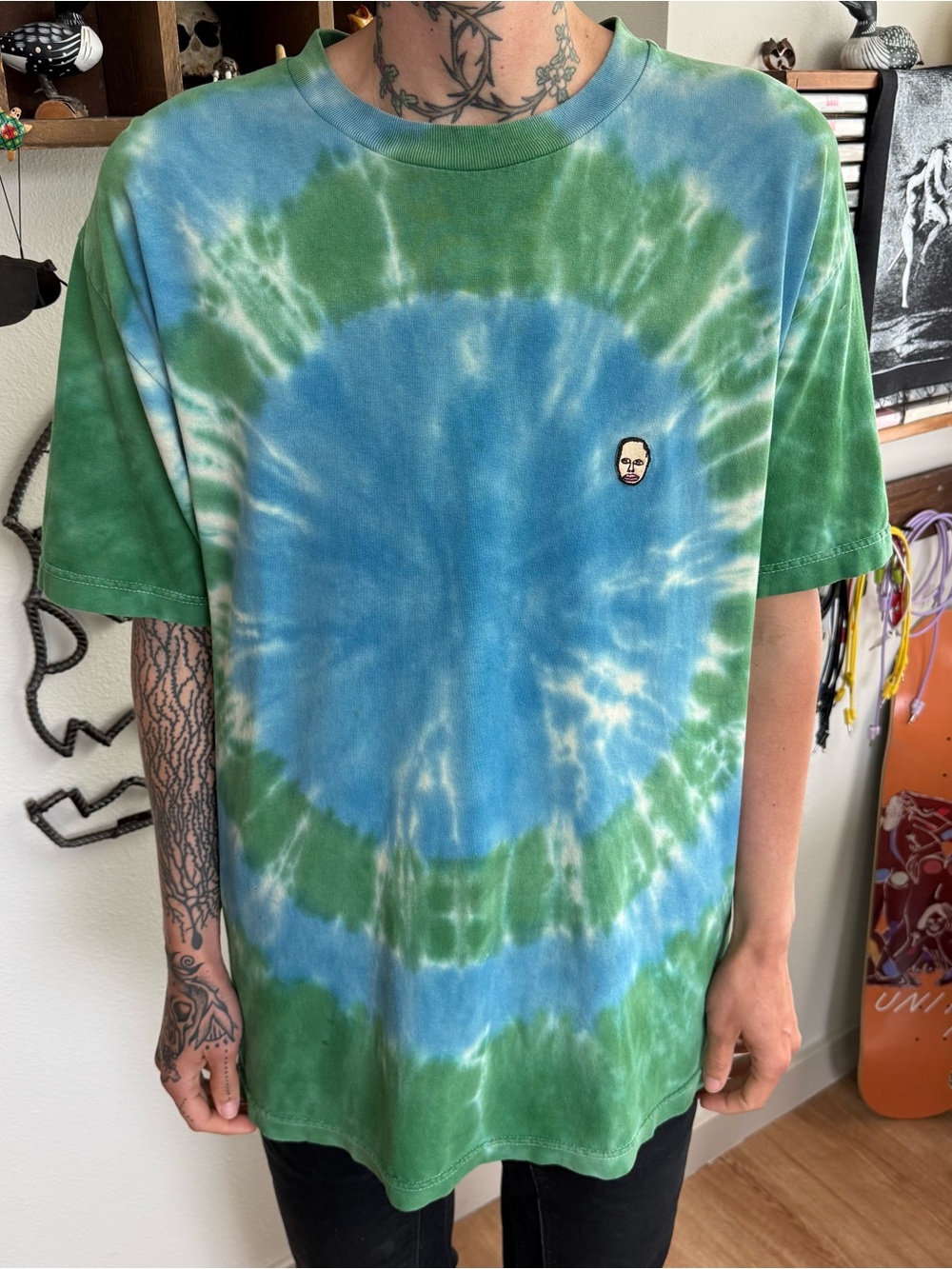 Odd Future Earl Sweatshirt Embroidered Face Tie Dye Tee ~ Size Large